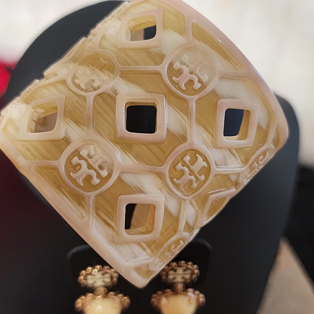 Tory Burch Gold and Cream Bangle Bracelet